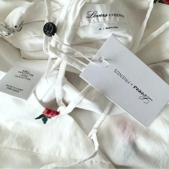 Lovers and Friends Floral Jumpsuit Lace up back White Rose Embroidered Size XS - Picture 10 of 10